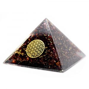 Orgonite Piramide Granaat - Bloem des Levens - (70 mm)