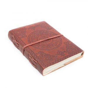 Spiritueel Notitieboekje Leer Lotus OHM (17,5 x 13 cm) - Handgemaakt