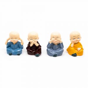 Happy Boeddha Beeld Vrolijke Kleuren - set van 4 - ca. 6 cm