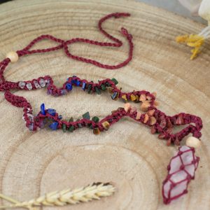 Ruwe Edelsteen Hanger Rozenkwarts met Chakra Ketting
