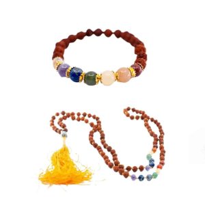 7 Chakra Rudraksha Mala en Armband Set - Bundel