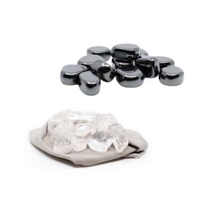 Edelstenen Ontlaad + Oplaad Set - Hematiet & Bergkristal (2 x 200 gram)