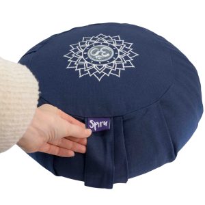 Spiru Meditatiekussen Zafu Geplooid Katoen Indigo - OHM - 36 x 14 cm